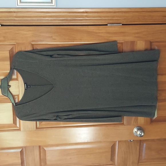 Express Dresses & Skirts - Express Boho V-Neck Long Sleeve Olive and Black Sweater Dress, Size Large, EUC